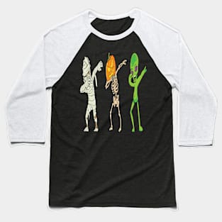 Kids Dab Pumpkin Skeleton Alien Baseball T-Shirt